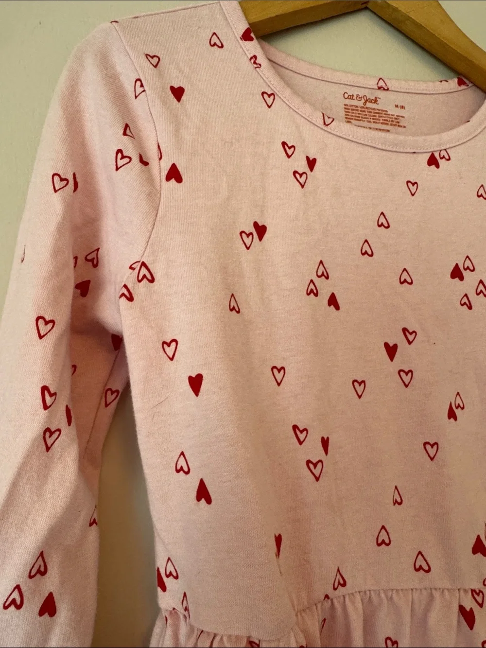 Cat & Jack Pink Dress with Red Heart Print
